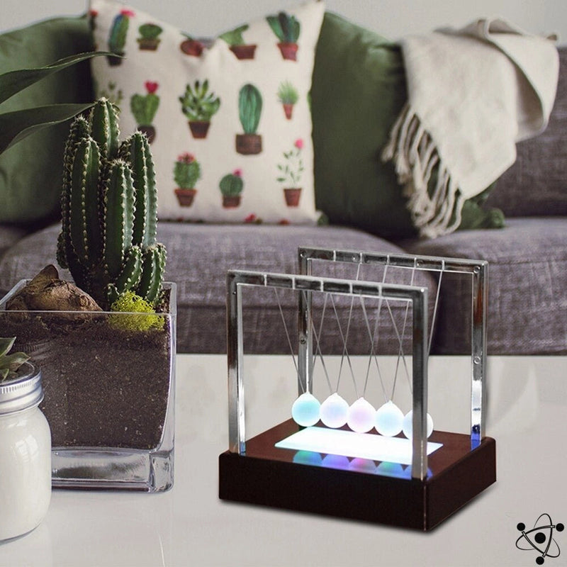 Illuminated LED Newton's Cradle – Modern Motion Desk Decor