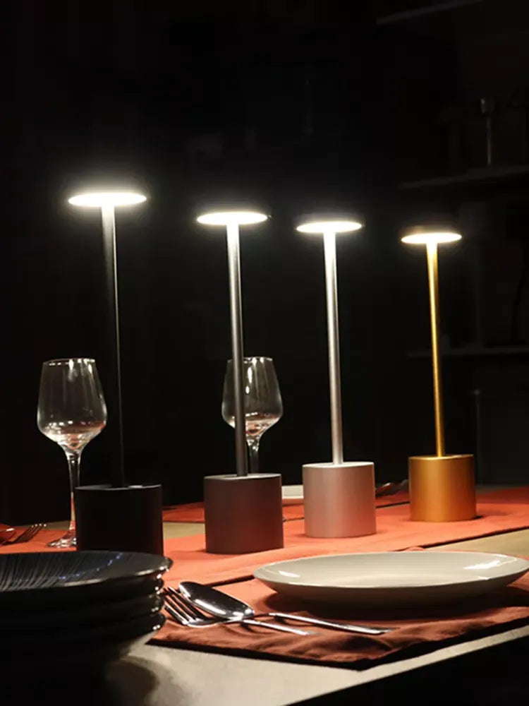 Modern Aluminium LED Rechargeable Table Lamp – Cordless Design for Restaurants & Hotels