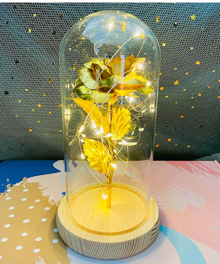 Galaxy Rose Eternal Love Lamp – Enchanting LED Light with Glass Dome