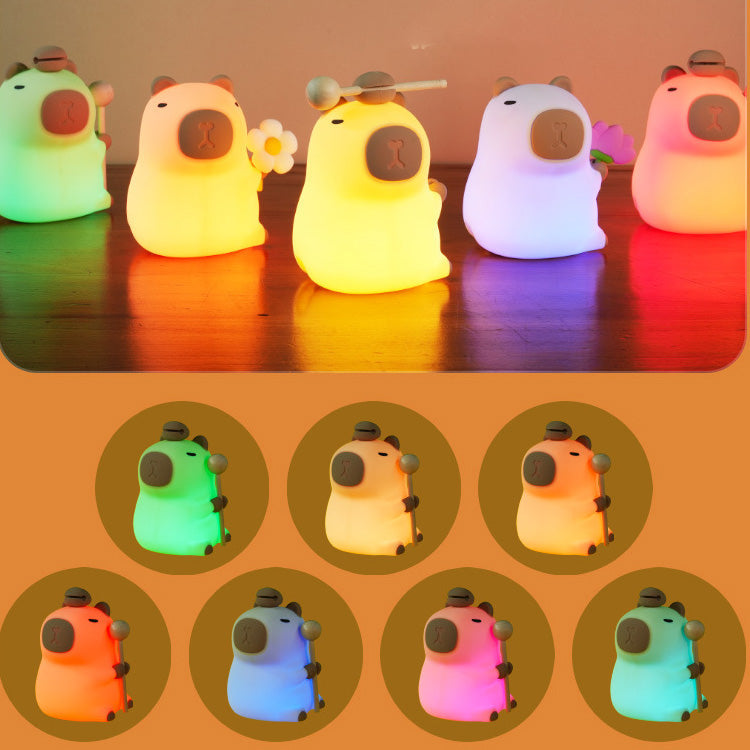 Capybara Squishy LED Night Light – Adorable Silicone Lamp for Kids & Cosy Rooms