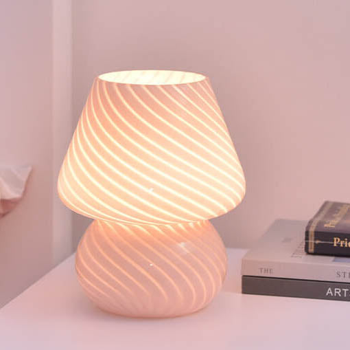 Modern Glass Mushroom LED Table Lamp – Elegant Night Light for Bedroom, Living Room, or Office