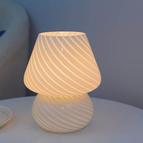 Modern Glass Mushroom LED Table Lamp – Elegant Night Light for Bedroom, Living Room, or Office