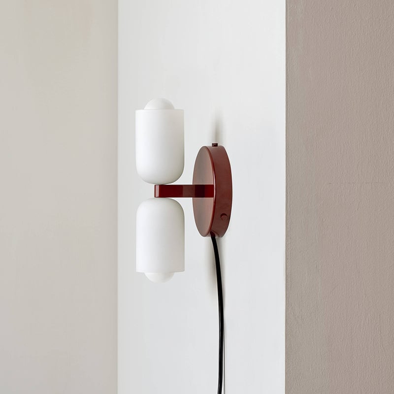 Modern Wall Light with Dual Glass Shades – Sleek Up-Down Design for Bedroom and Living Room