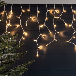 ProConnect 2m LED Icicle Lights – Warm White, Extendable Outdoor String Lights with White Cable