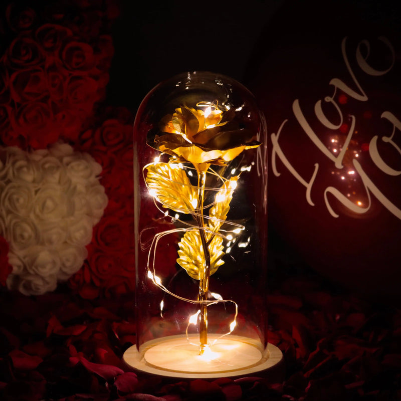 Galaxy Rose Eternal Love Lamp – Enchanting LED Light with Glass Dome