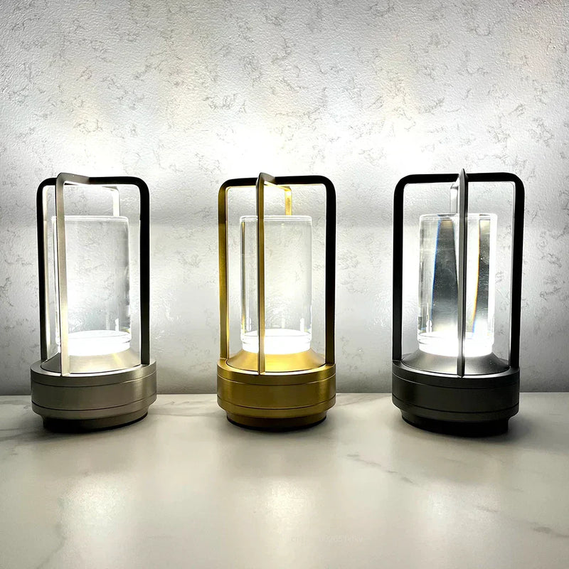 Elegant Portable LED Lantern with Wireless Charging Station – Modern Design for Indoors and Outdoors