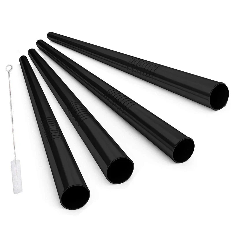 Extra-Wide Stainless Steel Straws for Bubble Tea – Reusable Drinking Straws with Cleaning