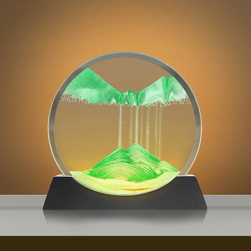 Moving Sand Art Lamp – Mesmerising Round Glass Display with Adjustable Sandscapes