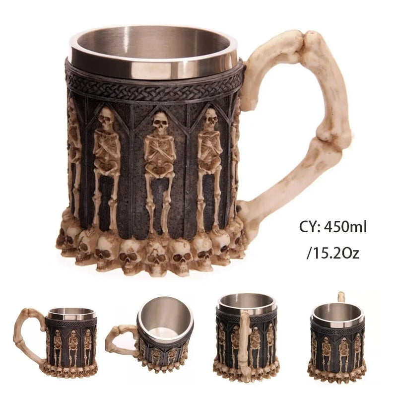 Medieval Dragon Stainless Steel Tankard – Unique Gothic Resin Mug for Coffee, Tea, or Beer