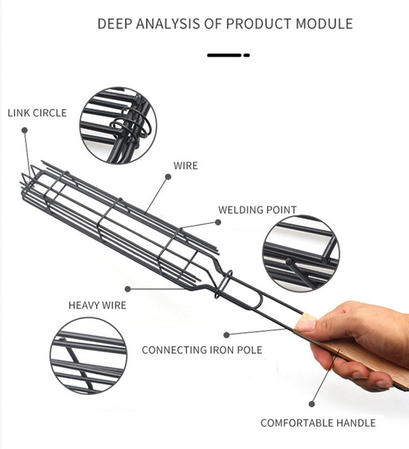 Portable Non-Stick BBQ Grill Basket – Ideal for Outdoor Camping, Picnics & Grilling Meat