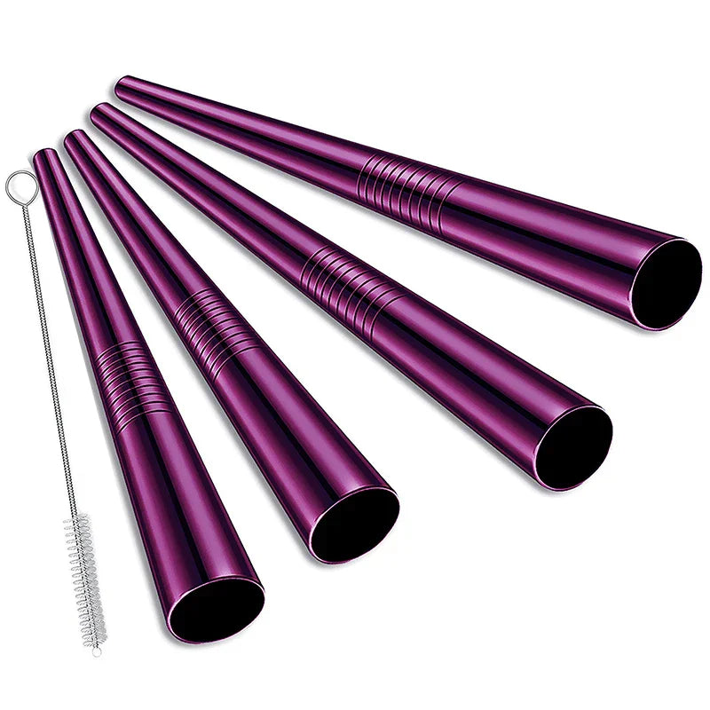 Extra-Wide Stainless Steel Straws for Bubble Tea – Reusable Drinking Straws with Cleaning