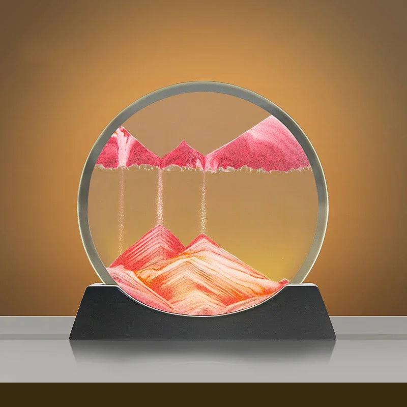 Moving Sand Art Lamp – Mesmerising Round Glass Display with Adjustable Sandscapes