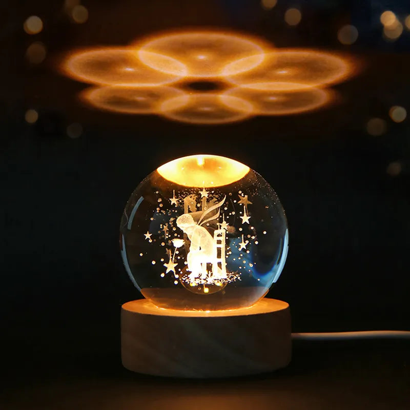 LED Crystal Ball Night Light – Unique Decorative Gift for Home and Office