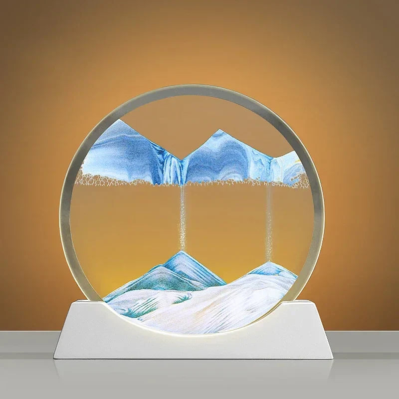 Moving Sand Art Lamp – Mesmerising Round Glass Display with Adjustable Sandscapes