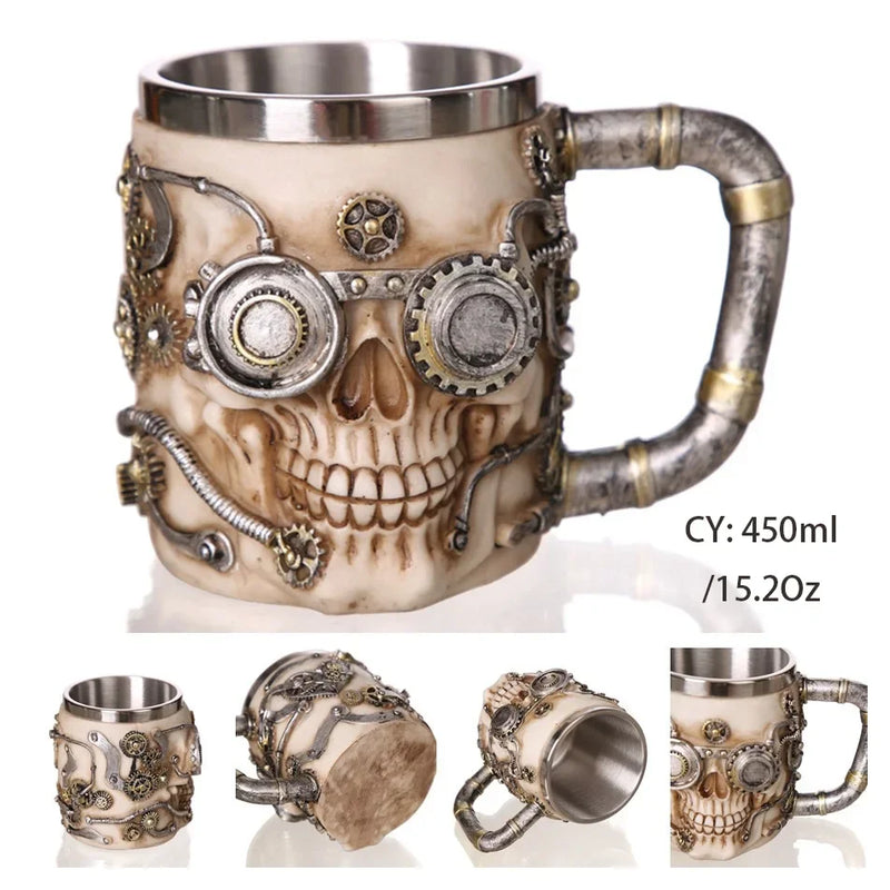 Medieval Dragon Stainless Steel Tankard – Unique Gothic Resin Mug for Coffee, Tea, or Beer