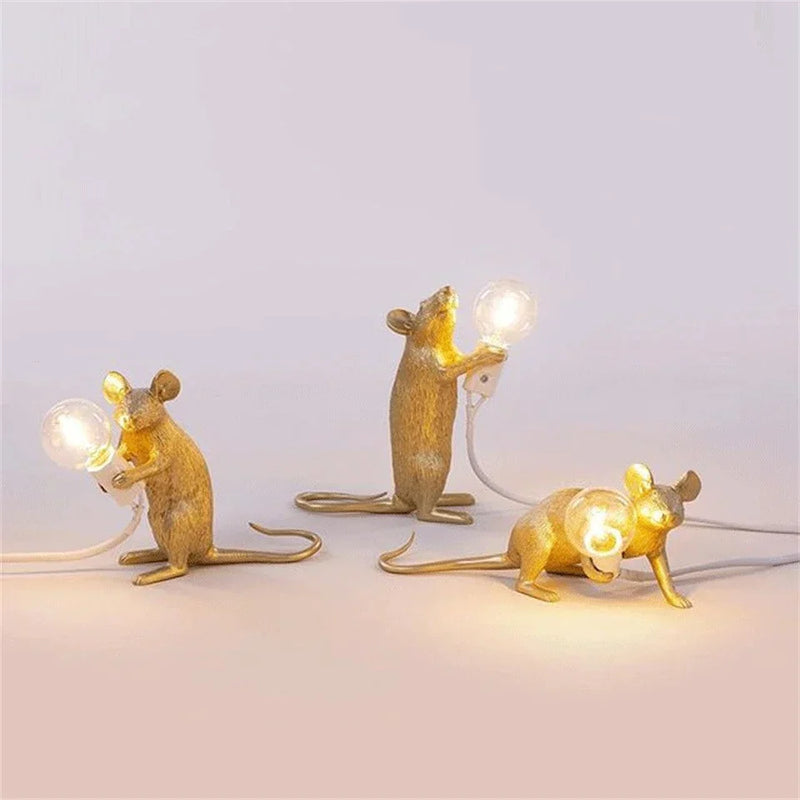 Modern Mouse-Shaped LED Table Lamps – Unique Resin Animal Night Lights for Home Décor