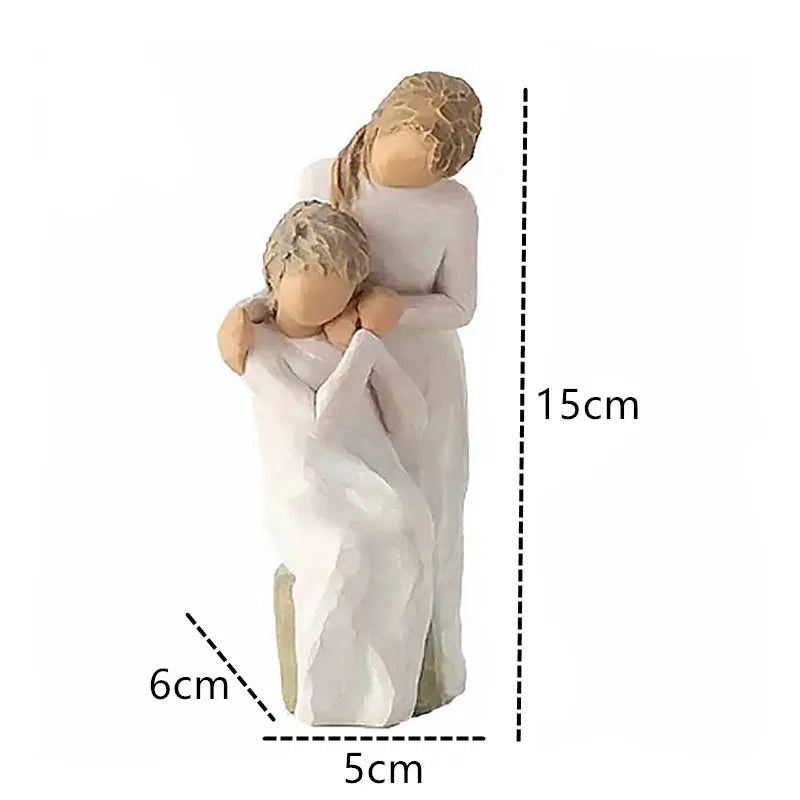 Resin Angel Sculpture – Decorative Figurines for the Home, Father with Child and Dog