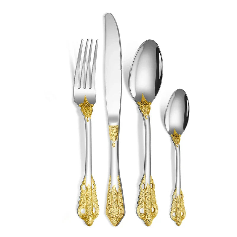 Elegant Gold-Plated Stainless Steel Cutlery Set – Luxury Tableware for Every Occasion