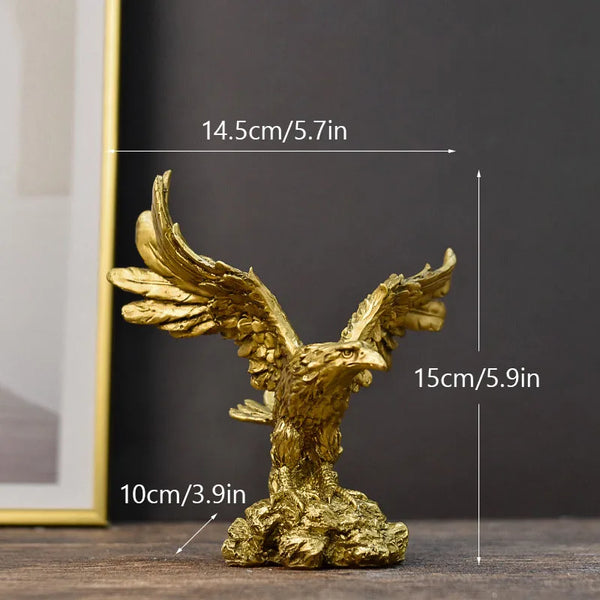 Gold Resin Eagle Statue – Majestic Decorative Ornament for Home, Office, or Feng Shui Display