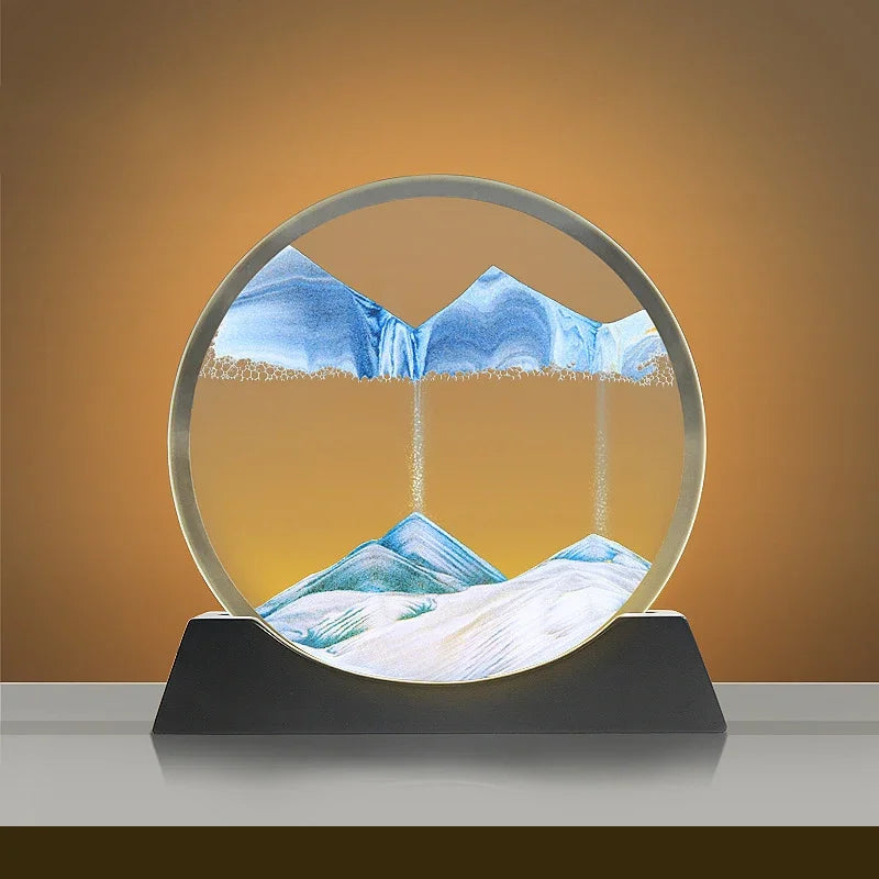 Moving Sand Art Lamp – Mesmerising Round Glass Display with Adjustable Sandscapes