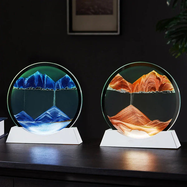 Moving Sand Art Lamp – Mesmerising Round Glass Display with Adjustable Sandscapes