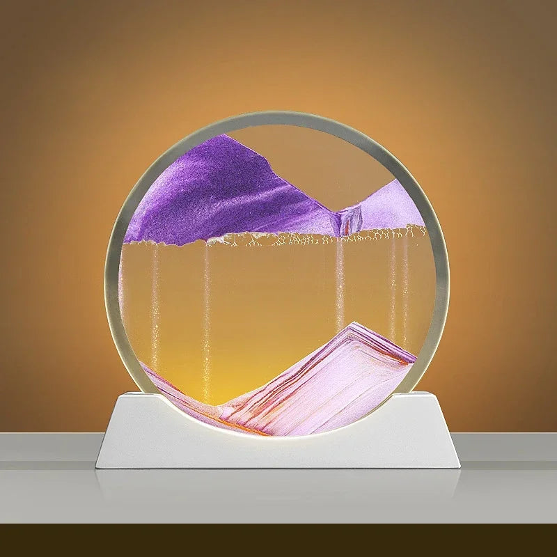 Moving Sand Art Lamp – Mesmerising Round Glass Display with Adjustable Sandscapes