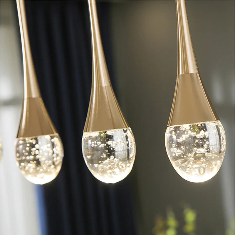 Elegant Teardrop Crystal Pendant Lights – Modern LED Lighting for Dining Rooms and Living Spaces