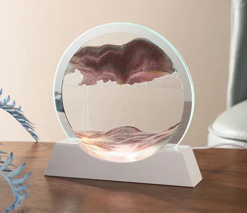 Moving Sand Art Lamp – Mesmerising Round Glass Display with Adjustable Sandscapes