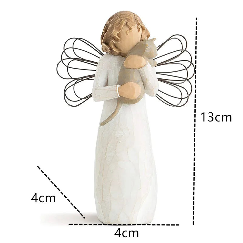 Resin Angel Sculpture – Decorative Figurines for the Home, Father with Child and Dog