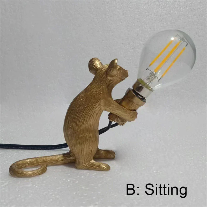 Modern Mouse-Shaped LED Table Lamps – Unique Resin Animal Night Lights for Home Décor