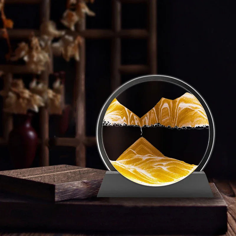 Moving Sand Art Lamp – Mesmerising Round Glass Display with Adjustable Sandscapes