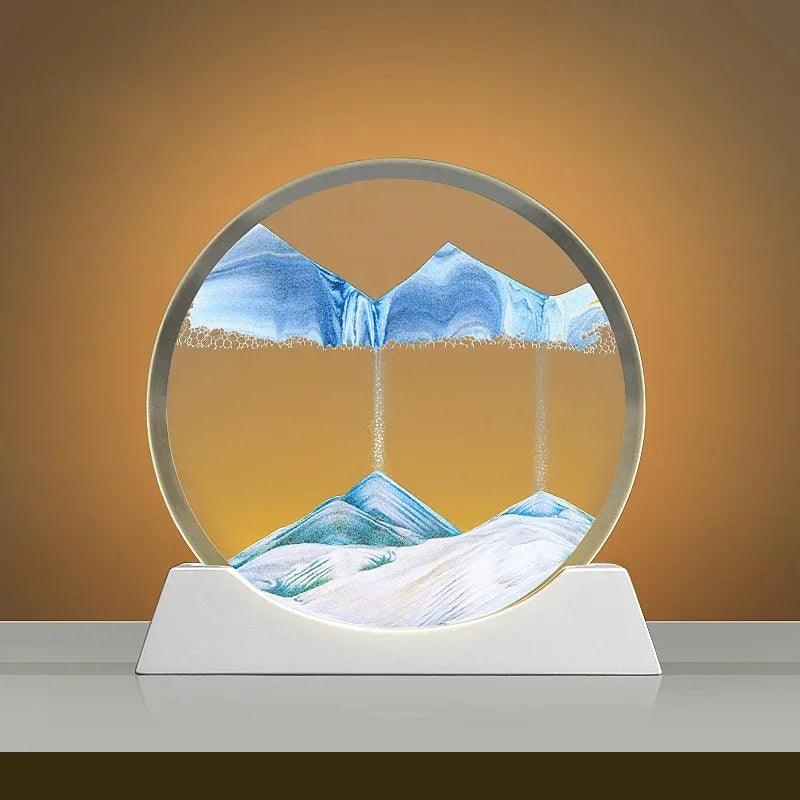 Moving Sand Art Lamp – Mesmerising Round Glass Display with Adjustable Sandscapes