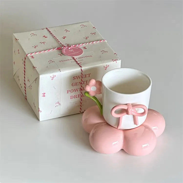 Handcrafted Bow Ceramic Mug – Charming Ribbon-Design Coffee & Tea Cup