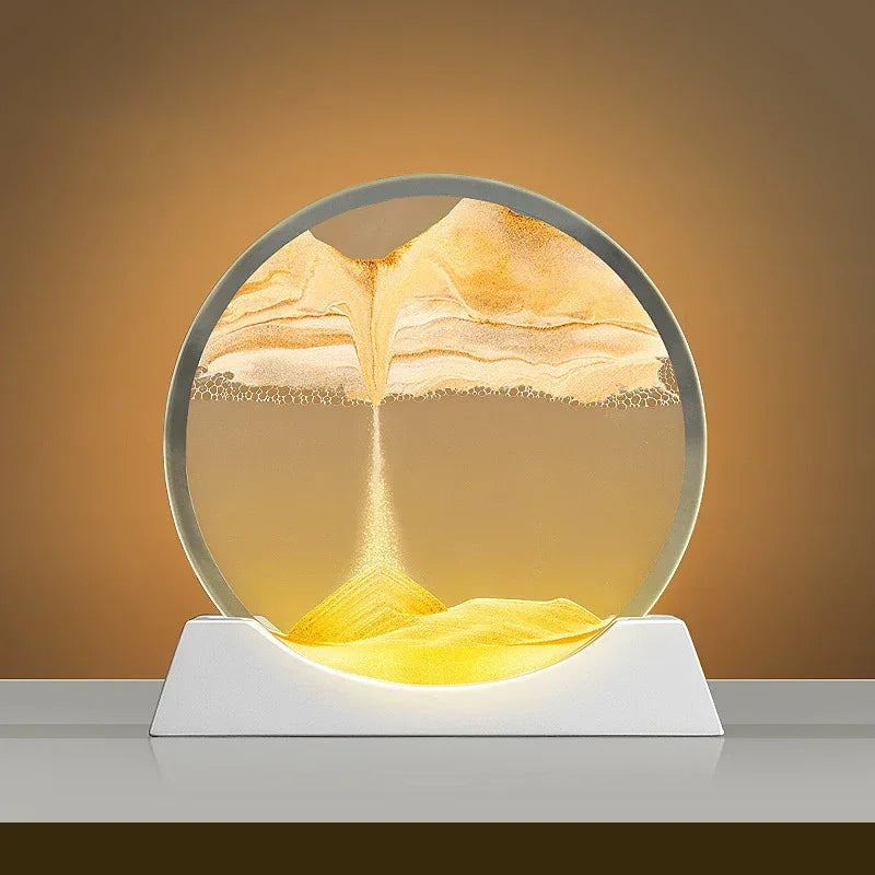 Moving Sand Art Lamp – Mesmerising Round Glass Display with Adjustable Sandscapes