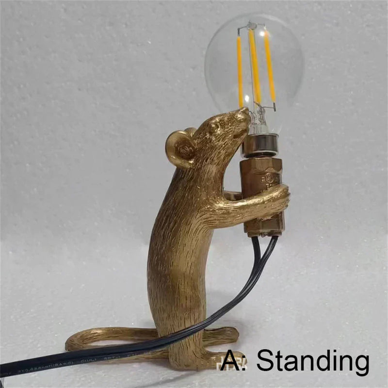 Modern Mouse-Shaped LED Table Lamps – Unique Resin Animal Night Lights for Home Décor