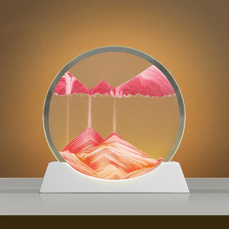 Moving Sand Art Lamp – Mesmerising Round Glass Display with Adjustable Sandscapes