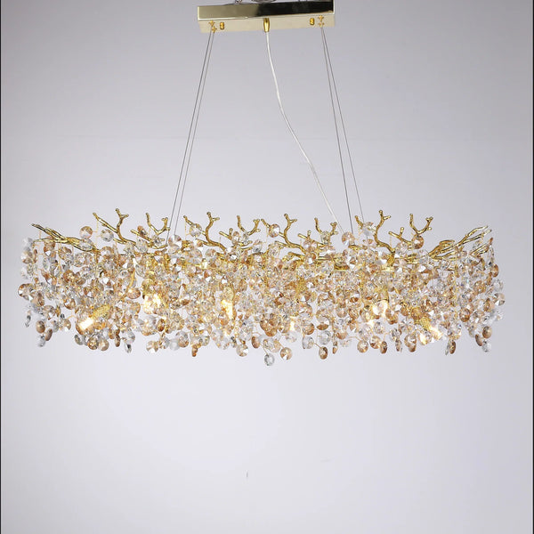 Luxurious Crystal Pendant Light – Gold Chandelier for Dining Rooms, Restaurants & Kitchens in Modern Design