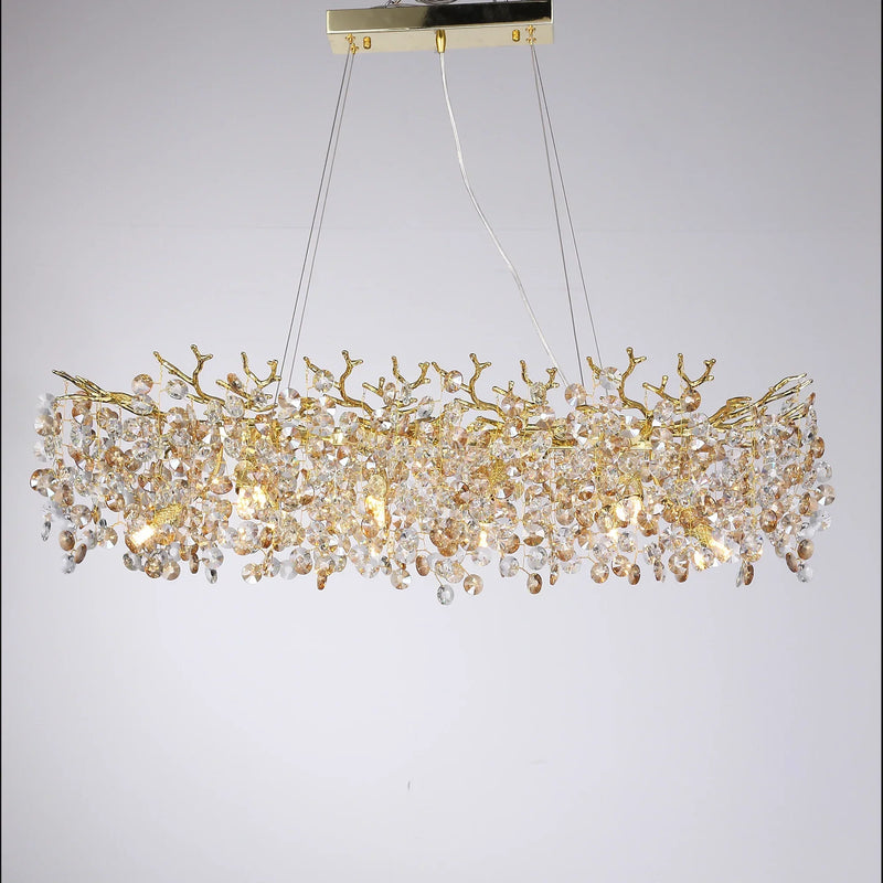 Luxurious Crystal Pendant Light – Gold Chandelier for Dining Rooms, Restaurants & Kitchens in Modern Design