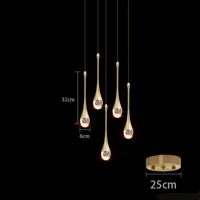 Elegant Teardrop Crystal Pendant Lights – Modern LED Lighting for Dining Rooms and Living Spaces