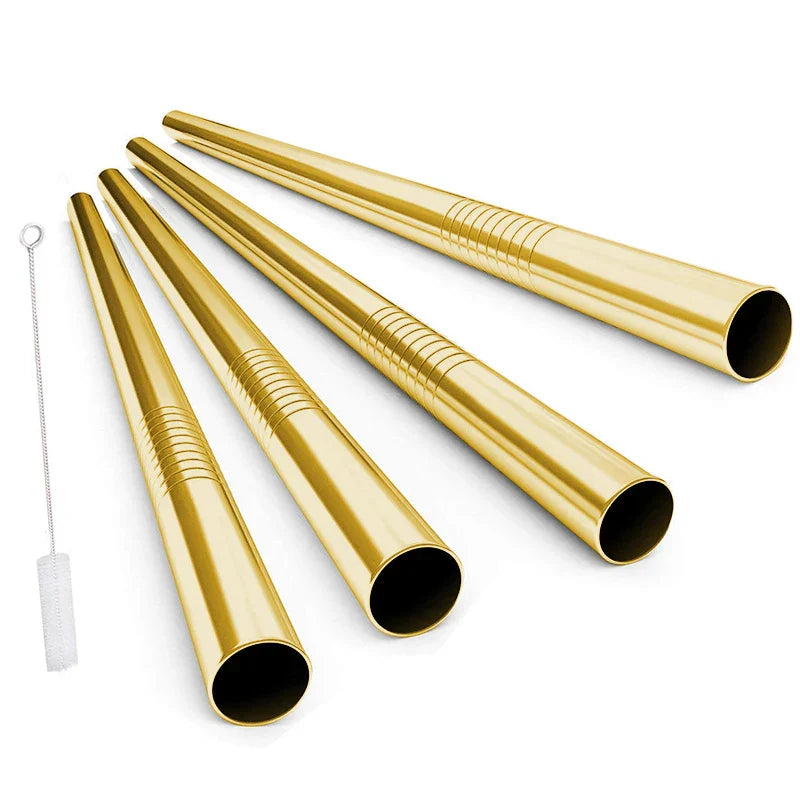 Extra-Wide Stainless Steel Straws for Bubble Tea – Reusable Drinking Straws with Cleaning