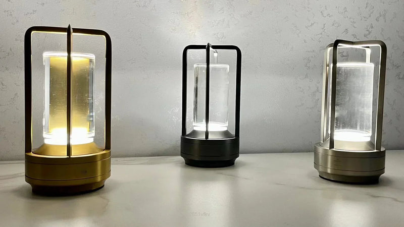 Elegant Portable LED Lantern with Wireless Charging Station – Modern Design for Indoors and Outdoors