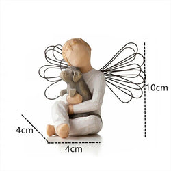 Resin Angel Sculpture – Decorative Figurines for the Home, Father with Child and Dog