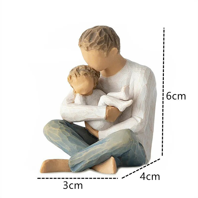 Resin Angel Sculpture – Decorative Figurines for the Home, Father with Child and Dog