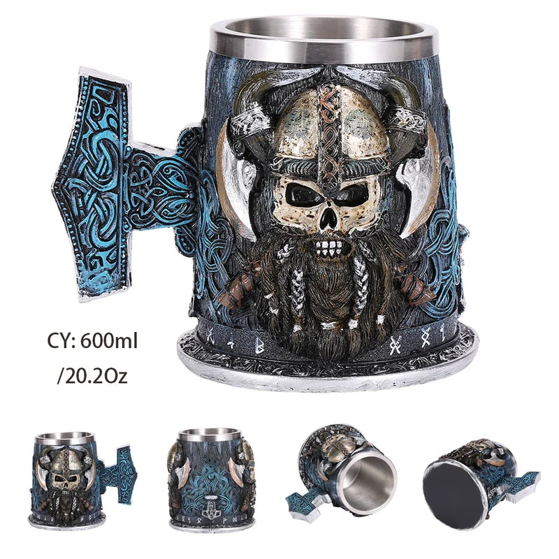 Medieval Dragon Stainless Steel Tankard – Unique Gothic Resin Mug for Coffee, Tea, or Beer