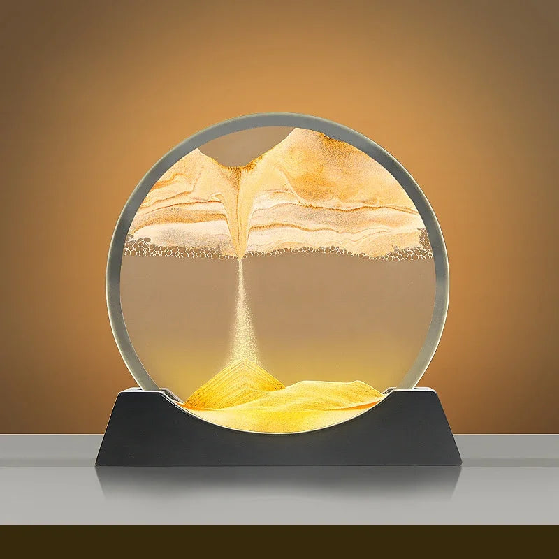 Moving Sand Art Lamp – Mesmerising Round Glass Display with Adjustable Sandscapes