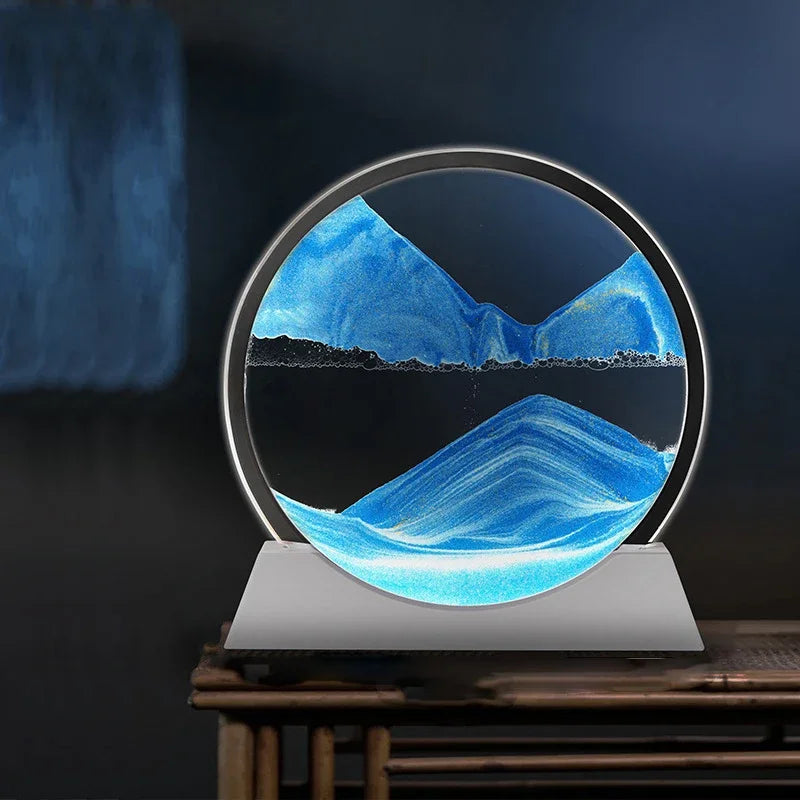 Moving Sand Art Lamp – Mesmerising Round Glass Display with Adjustable Sandscapes