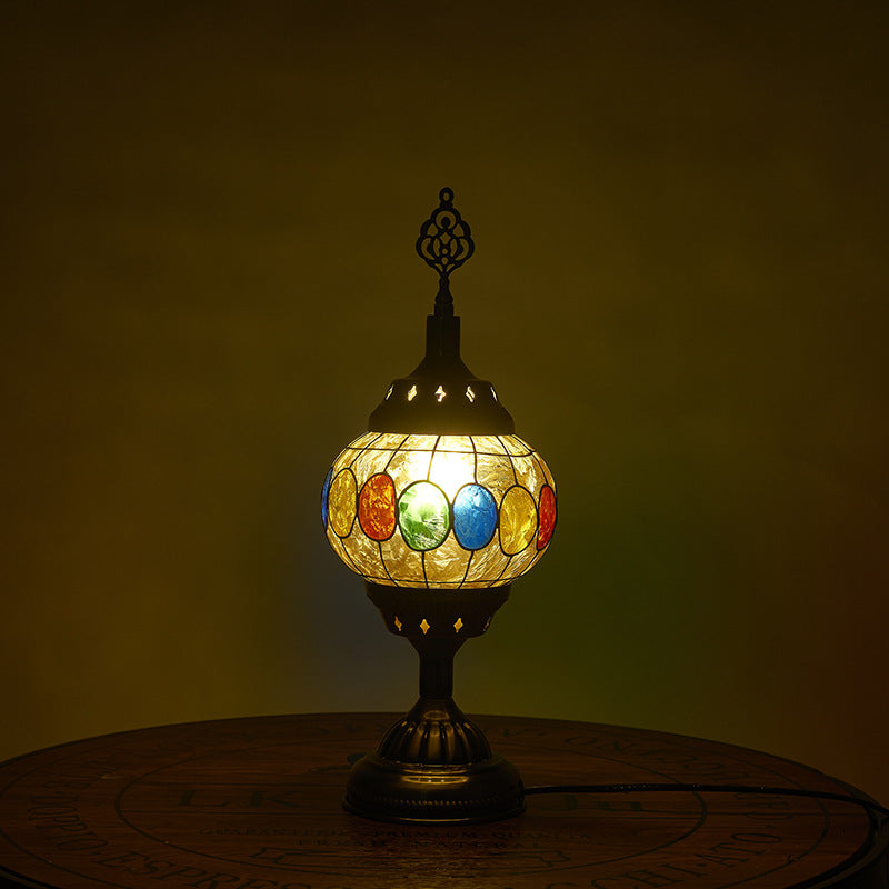 Traditional Tiffany-Style Table Lamp – Handcrafted Glass Light for Bedroom and Living Room