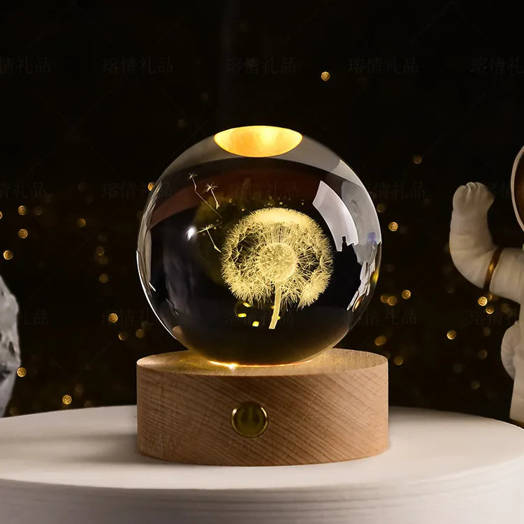 LED Crystal Ball Night Light – Unique Decorative Gift for Home and Office