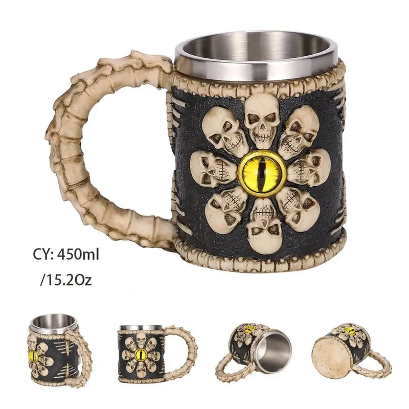 Medieval Dragon Stainless Steel Tankard – Unique Gothic Resin Mug for Coffee, Tea, or Beer