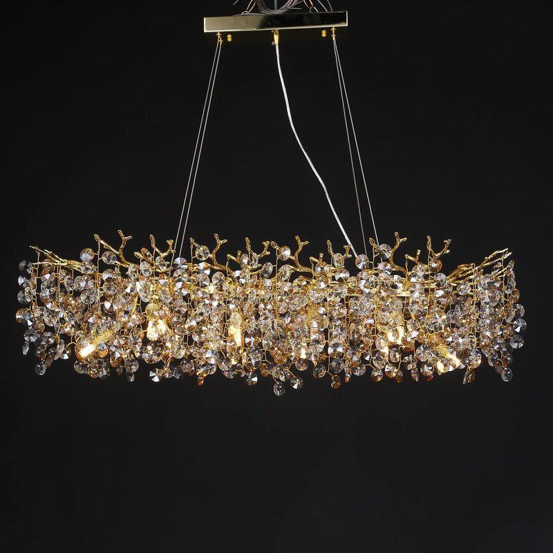 Luxurious Crystal Pendant Light – Gold Chandelier for Dining Rooms, Restaurants & Kitchens in Modern Design